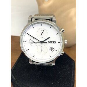 Hugo Boss Men's Watch 1513933 Quartz Chronograph White Dial Silver Steel 43mm